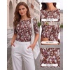 image:imageMANGOPOP Womens Half Sleeve Boat Neck Top Mid Elbow 34 Sleeve T Shirts Going Out Casual Trendy 2026Floral Print