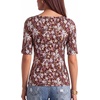 image:imageMANGOPOP Womens Half Sleeve Boat Neck Top Mid Elbow 34 Sleeve T Shirts Going Out Casual Trendy 2026Floral Print