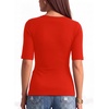 image:imageMANGOPOP Womens Half Sleeve Boat Neck Top Mid Elbow 34 Sleeve T Shirts Going Out Casual Trendy 2026Red