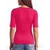 image:imageMANGOPOP Womens Half Sleeve Boat Neck Top Mid Elbow 34 Sleeve T Shirts Going Out Casual Trendy 2026Rose Pink