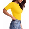 image:imageMANGOPOP Womens Half Sleeve Boat Neck Top Mid Elbow 34 Sleeve T Shirts Going Out Casual Trendy 2026Yellow