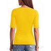 image:imageMANGOPOP Womens Half Sleeve Boat Neck Top Mid Elbow 34 Sleeve T Shirts Going Out Casual Trendy 2026Yellow