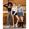 image:imageMANGOPOP Womens Square Neck T Shirts Long Sleeve Short Sleeve Tops Fitted TeesC11 Long Sleeve Light Heather Grey