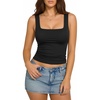 image:imageMANGOPOP Double Lined Tank Top for Women Sleeveless Square Neck ShirtsA01black