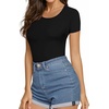 image:imageMANGOPOP Round Neck Bodysuits for Women Long Sleeve Short Sleeve Tops01 Short Sleeve Black