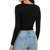 image:imageMANGOPOP Round Neck Bodysuits for Women Long Sleeve Short Sleeve Tops02 Long Sleeve Black