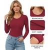 image:imageMANGOPOP Round Neck Bodysuits for Women Long Sleeve Short Sleeve TopsLong Sleeve Deep Red