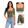 image:imageMANGOPOP Womens Half Sleeve Square Neck Top Mid Elbow 34 Sleeve T Shirts Going Out Casual Trendy 2026Army Green