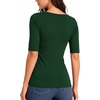 image:imageMANGOPOP Womens Half Sleeve Square Neck Top Mid Elbow 34 Sleeve T Shirts Going Out Casual Trendy 2026Deep Green