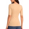 image:imageMANGOPOP Womens Half Sleeve Square Neck Top Mid Elbow 34 Sleeve T Shirts Going Out Casual Trendy 2026Nude