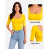 image:imageMANGOPOP Womens Half Sleeve Square Neck Top Mid Elbow 34 Sleeve T Shirts Going Out Casual Trendy 2026Yellow