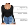 image:imageMANGOPOP Womens Scoop Neck Tops Long Sleeve Slim Fit T Shirt Basic Tee01 Black