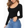 image:imageMANGOPOP Womens Scoop Neck Tops Long Sleeve Slim Fit T Shirt Basic Tee01 Black