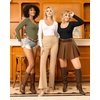 image:imageMANGOPOP Womens Scoop Neck Tops Long Sleeve Slim Fit T Shirt Basic TeeArmy Green