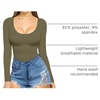 image:imageMANGOPOP Womens Scoop Neck Tops Long Sleeve Slim Fit T Shirt Basic TeeArmy Green