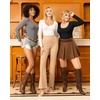 image:imageMANGOPOP Womens Scoop Neck Tops Long Sleeve Slim Fit T Shirt Basic TeeDark Heather Grey