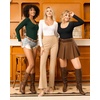 image:imageMANGOPOP Womens Scoop Neck Tops Long Sleeve Slim Fit T Shirt Basic TeeFleece Lined Deep Green