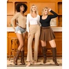 image:imageMANGOPOP Womens Scoop Neck Tops Long Sleeve Slim Fit T Shirt Basic TeeNude
