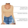 image:imageMANGOPOP Womens Scoop Neck Tops Long Sleeve Slim Fit T Shirt Basic TeeNude