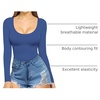 image:imageMANGOPOP Womens Scoop Neck Tops Long Sleeve Slim Fit T Shirt Basic TeeRoyal Blue