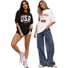 image:imageMANGOPOP Womens Oversized T Shirts Short Sleeve Crewneck Loose Fit Tops Summer Basic Gym Workout ClothesShort Sleeve Graphic Black Usa