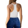 image:imageMANGOPOP Womens V Neck Racerback Spaghetti Strap Sleeveless Bodysuit02 Creamy White