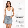 image:imageMANGOPOP Womens V Neck Racerback Spaghetti Strap Sleeveless Bodysuit02 Creamy White