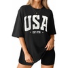 image:imageMANGOPOP Womens Oversized T Shirts Short Sleeve Crewneck Loose Fit Tops Summer Basic Gym Workout ClothesShort Sleeve Graphic Black Usa