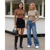 image:imageMANGOPOP Womens Mock Turtle Neck Long Sleeve Tops Bodysuit Jumpsuit03 Sparkly Rose Gold