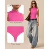 image:imageMANGOPOP Womens Mock Turtle Neck Long Sleeve Tops Bodysuit Jumpsuit06 Sleeveless Hot Pink