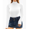 image:imageMANGOPOP Womens Mock Turtle Neck Long Sleeve Tops Bodysuit JumpsuitB02 Fleece Lined White