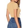 image:imageMANGOPOP Womens Sweetheart V Neck Short Long Sleeve Bodysuit Going Out TopD5 Short Sleeve Nude