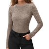 image:imageMANGOPOP Long Sleeve Shirts for Women Thermal Ribbed Crew Neck Lightweight Sweater Fitted Fall Winter Womens Tops 2025 TrendyCoffee