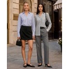 image:imageMANGOPOP Striped Button Down Shirt Women Business Casual V Neck Work BlouseBlack and White Stripes