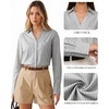 image:imageMANGOPOP Striped Button Down Shirt Women Business Casual V Neck Work BlouseBlack and White Stripes