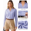image:imageMANGOPOP Striped Button Down Shirt Women Business Casual V Neck Work BlouseBlue and White Stripes