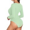 image:imageMANGOPOP Womens Long Sleeve Short Sleeve Sexy V Neck Bodysuits04long Sleeve Fern Green