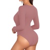 image:imageMANGOPOP Womens Long Sleeve Short Sleeve Sexy V Neck Bodysuits04long Sleeve Marsala