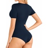 image:imageMANGOPOP Womens Long Sleeve Short Sleeve Sexy V Neck Bodysuits06short Sleeve Navy Blue