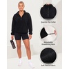 image:imageMANGOPOP Womens Quarter Zip Sweatshirt Oversized Fleece PulloverBlack