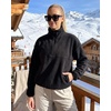 image:imageMANGOPOP Womens Quarter Zip Sweatshirt Oversized Fleece PulloverBlack