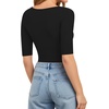 image:imageMANGOPOP Womens Scoop Neck Half Sleeve Bodysuit 34 Sleeve Tops01 Black