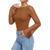 image:imageMANGOPOP Boat Neck Sheer Long Bell Sleeve Shirts for Women Double Lined TopDark Coffee