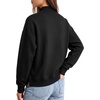 image:imageMANGOPOP Womens Mock Neck Oversized Sweatshirt Side PocketsBlack