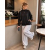 image:imageMANGOPOP Womens Mock Neck Oversized Sweatshirt Side PocketsBlack