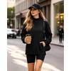 image:imageMANGOPOP Womens Mock Neck Oversized Sweatshirt Side PocketsBlack