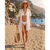 image:imageMANGOPOP Womens Swimsuit Coverup Eyelet Button Down Bathing Suit Cover UpCreamy White