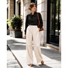image:imageMANGOPOP Womens Bow Tie Neck Long Sleeve Bodysuit Button Down Blouse Shirt01 Black