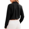 image:imageMANGOPOP Womens Bow Tie Neck Long Sleeve Bodysuit Button Down Blouse Shirt01 Black