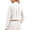 image:imageMANGOPOP Womens Bow Tie Neck Long Sleeve Bodysuit Button Down Blouse Shirt02 White